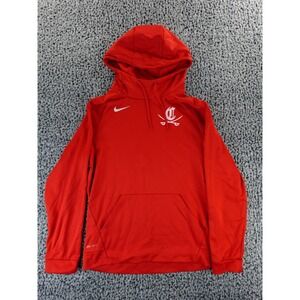 Nike Dri Fit Red Pullover Hoodie College Logo Athletic Men's Medium